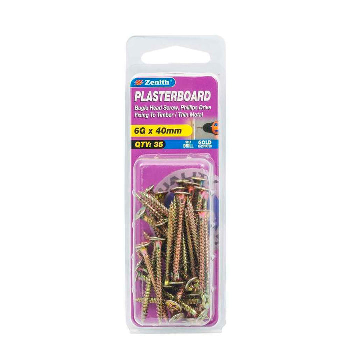 Zenith Plasterboard Screw Bugle 6G x 40mm (35pk)