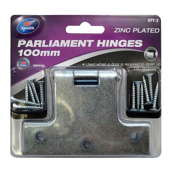 Zenith Parliament Hinges 100mm Zinc Plated