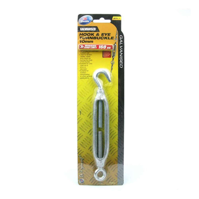 Zenith Turnbuckle 10mm Hook & Eye Galv