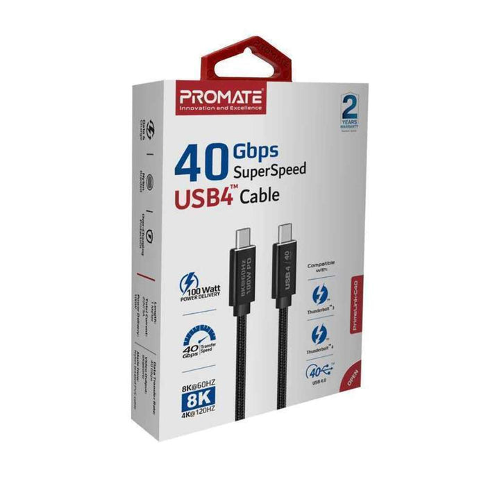 Promate USB 4.0 ThunderBolt Enabled USB-C Cable 100W 8K HDMI