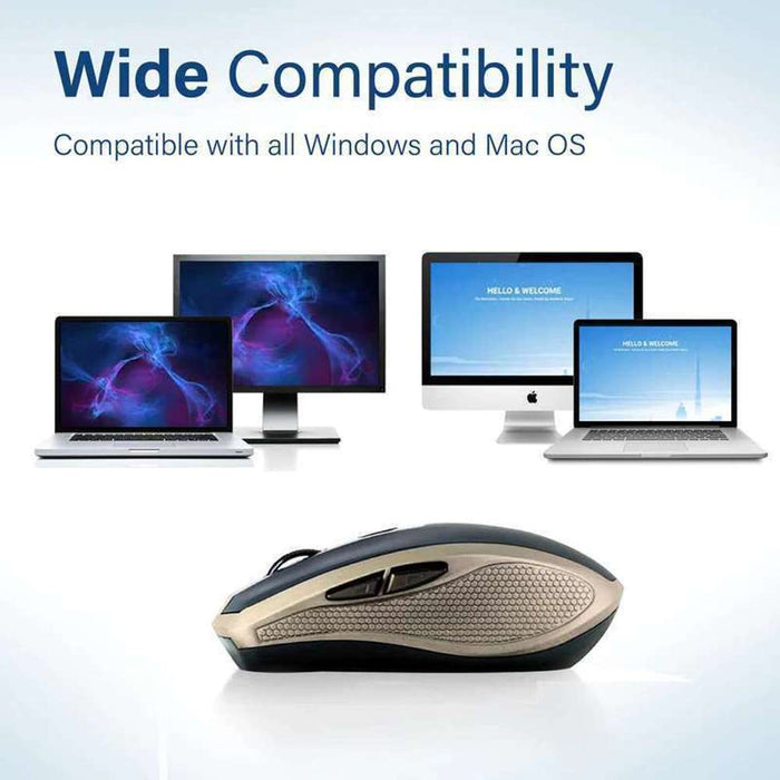 Promate 1600dpi Silent Key Wireless Optical Mouse Gold