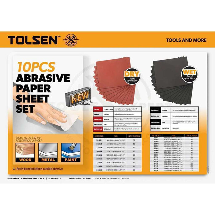 Tolsen Wet & Dry Sheet P400 (10pk)