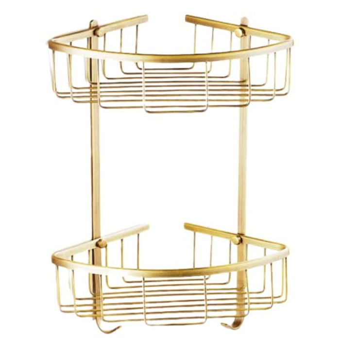 Shower Caddy Corner Shelf 2-Tier Gold 20 x 20 x 32cm