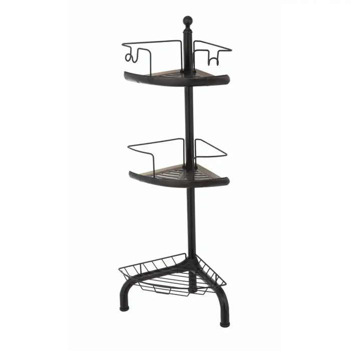 Shower Caddy Corner Shelf 3-Tier Black 22 x 22 x 58cm