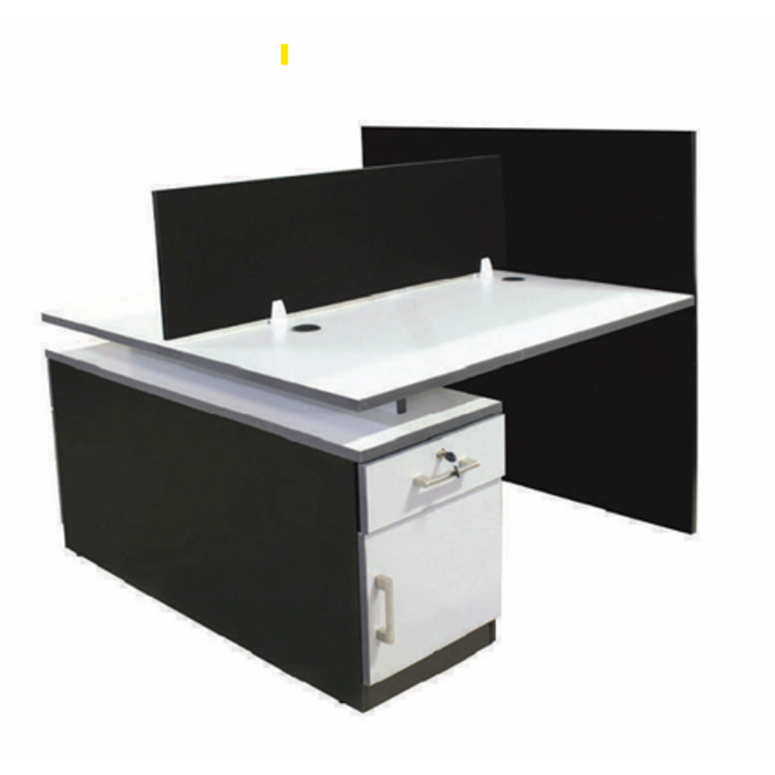 Euro 2 Way Workstation Partition & Fixed Pedestal Cherry