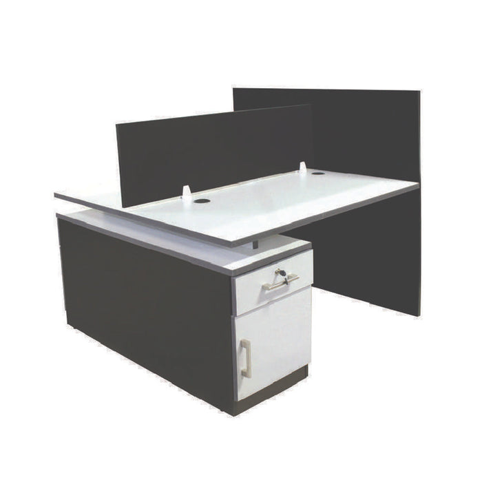 Euro 2 Way Workstation Partition & Fixed Pedestal Black