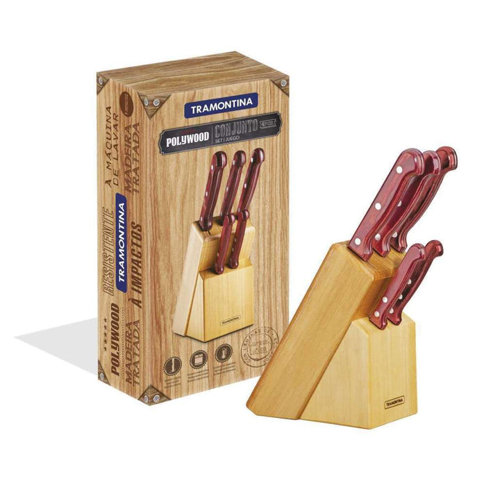 Tramontina Cutleria Polywood Knife Set 6pc Block Stand