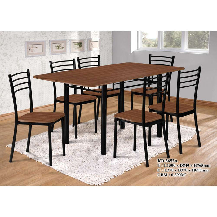 Home Basics Dining Set 7pc Dirty Oak/Black #PS318