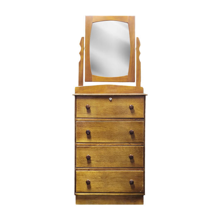 Modern 4 Drawer Single Dresser Clear Stain
