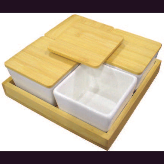 Ceramic Square Dish with Lid & Base 4pc