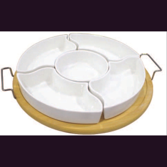 Ceramic Fruit Dish Round with Base 5pc