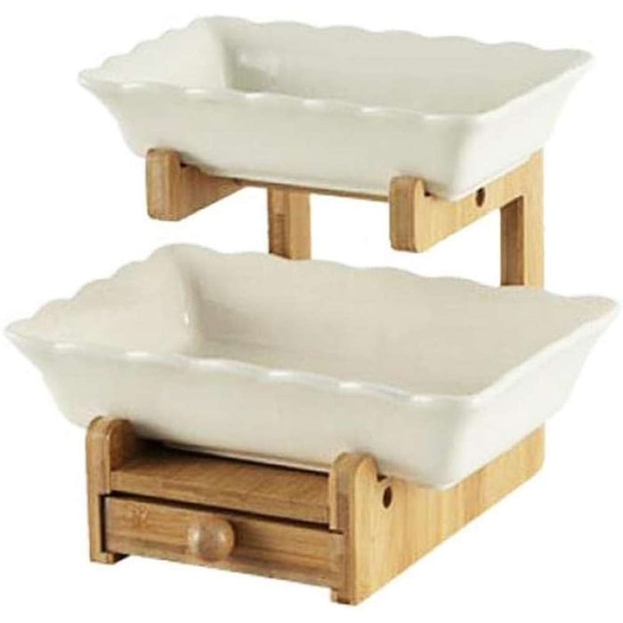 Three Layer Dish with Holder & Drawer