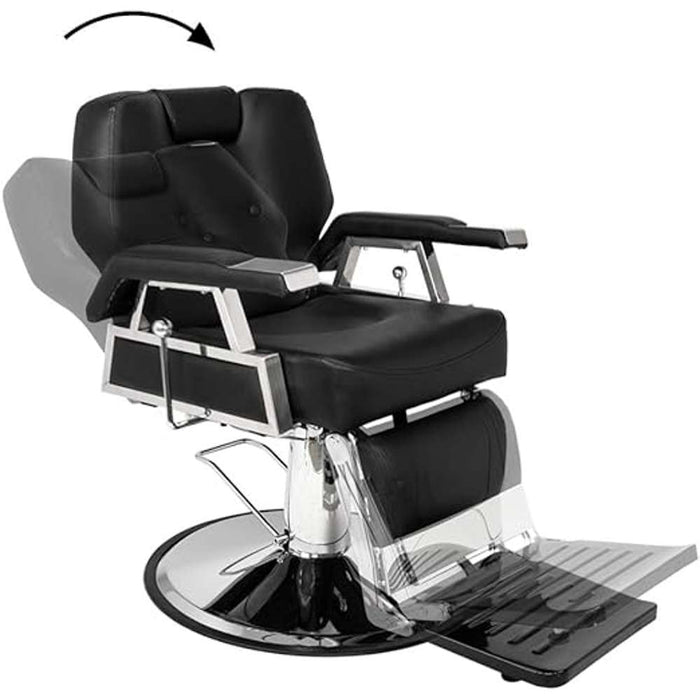 PVC Barber Chair with Stainless Steel Handle & Metal Base
