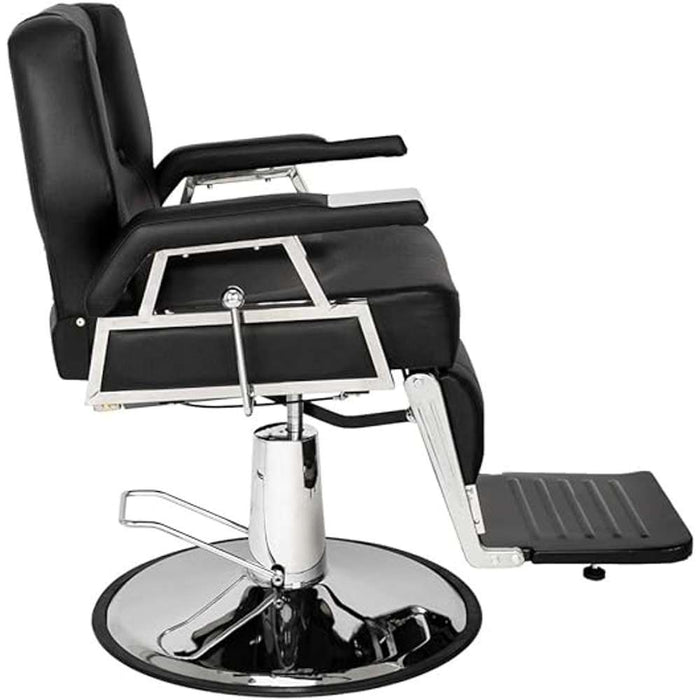 PVC Barber Chair with Stainless Steel Handle & Metal Base