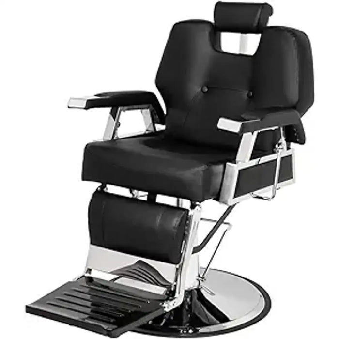 PVC Barber Chair with Stainless Steel Handle & Metal Base
