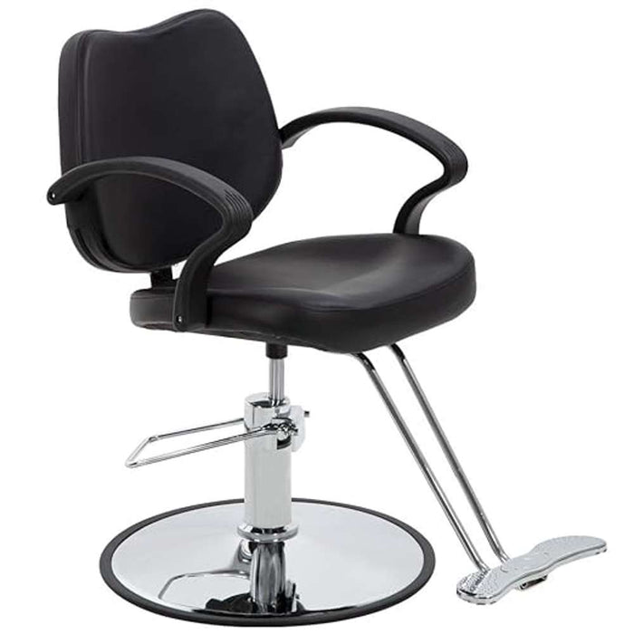 PVC Salon Stylist Chair with Stainless Steel Handle & Metal Base