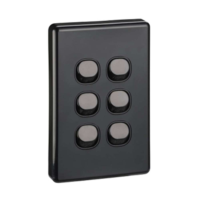 Classic 6 Gang Switch 10A Matt Black