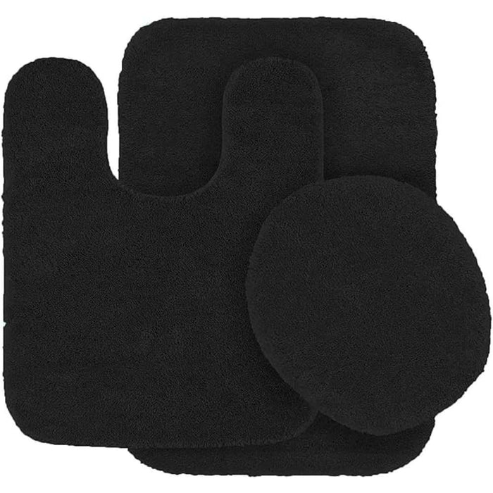 Wollaton Anti-Slip Bathroom Mat 3pc Black