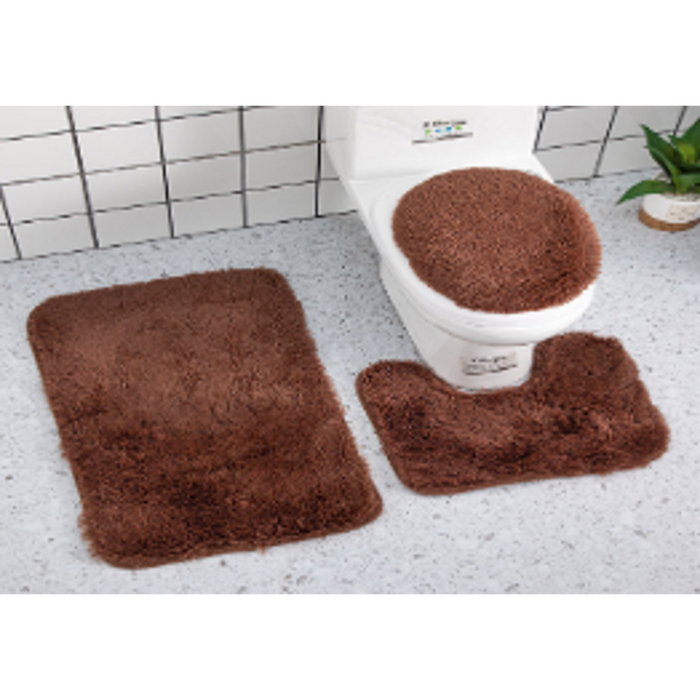 Wollaton Anti-Slip Bathroom Mat 3pc Coffee