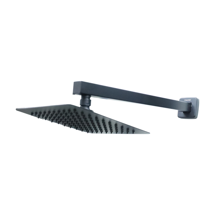 Venus II Square Wall Shower 200x200mm with 395mm Arm Matt Black