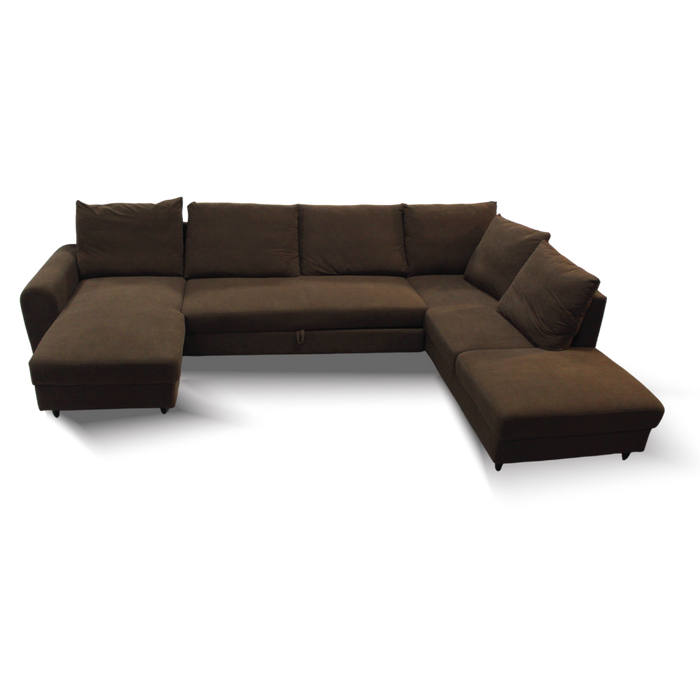 Bless L-Shape Convertible Fabric Sofa Ottoman Dark Brown #220G-6