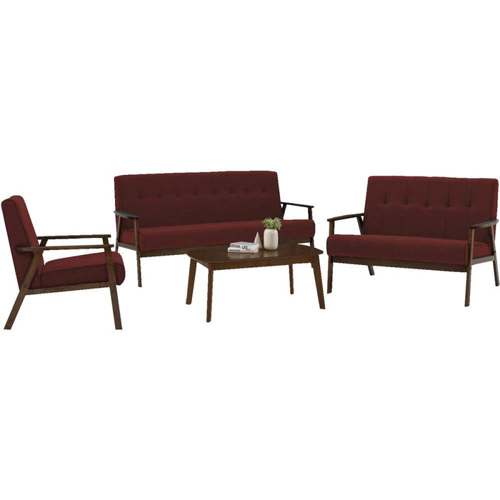 Ivan Triton 3 + 2 + 1 Fabric Sofa Set with Coffee Table Cocoa/Auburn