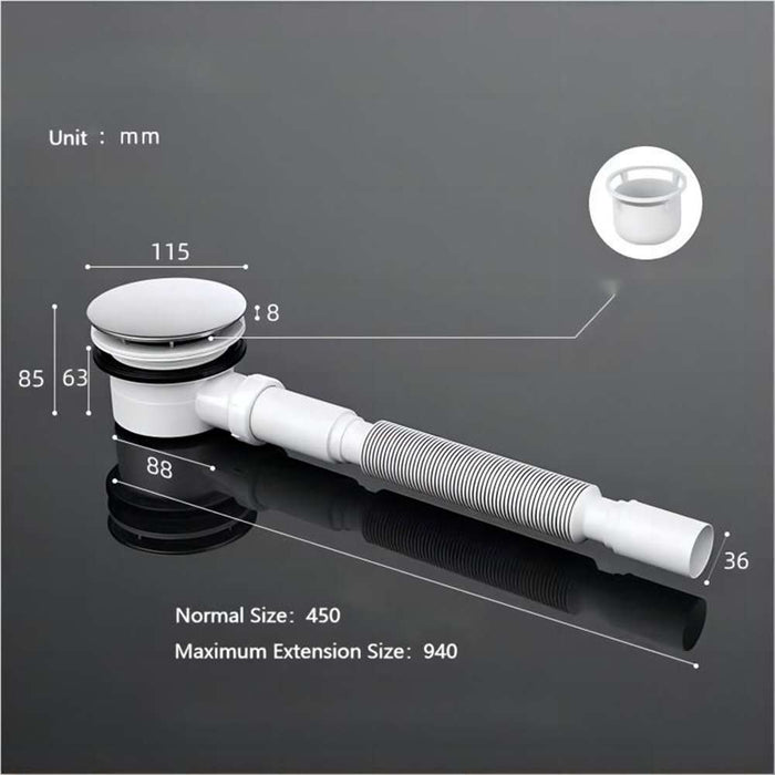 Shower Bath Tray Drainer Pipe with Pop Up Waste