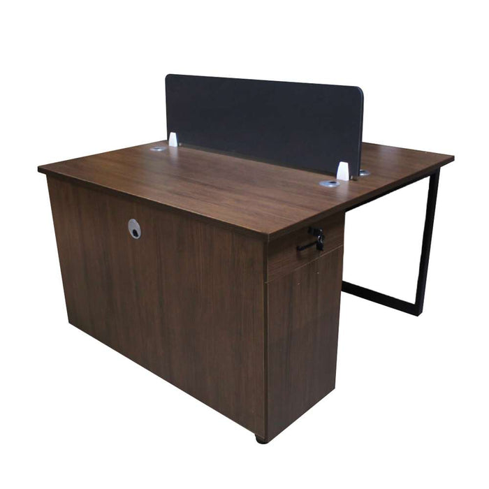 Wiltex 2 Way Workstation with Lower Cabinet L1200 x W1200 x H750mm Walnut #FX-05-1212