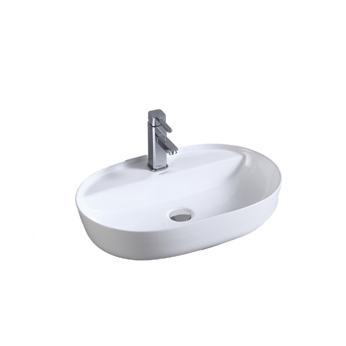 Inox Above Counter Rectangle Basin with Waste 615 x 415 x 135mm White