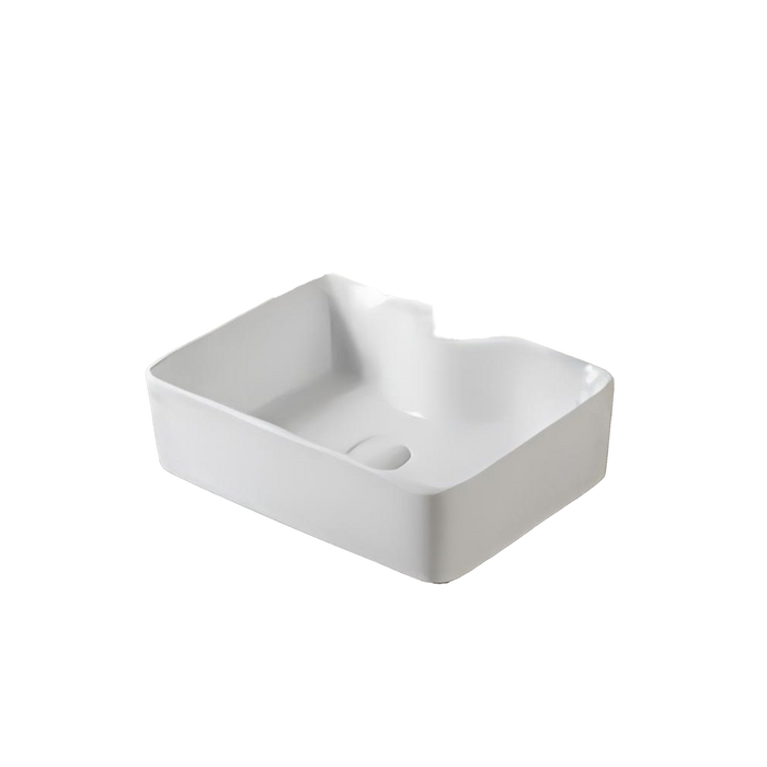 Inox Above Counter Rectangle Basin with Waste 500 x 390 x 135mm White